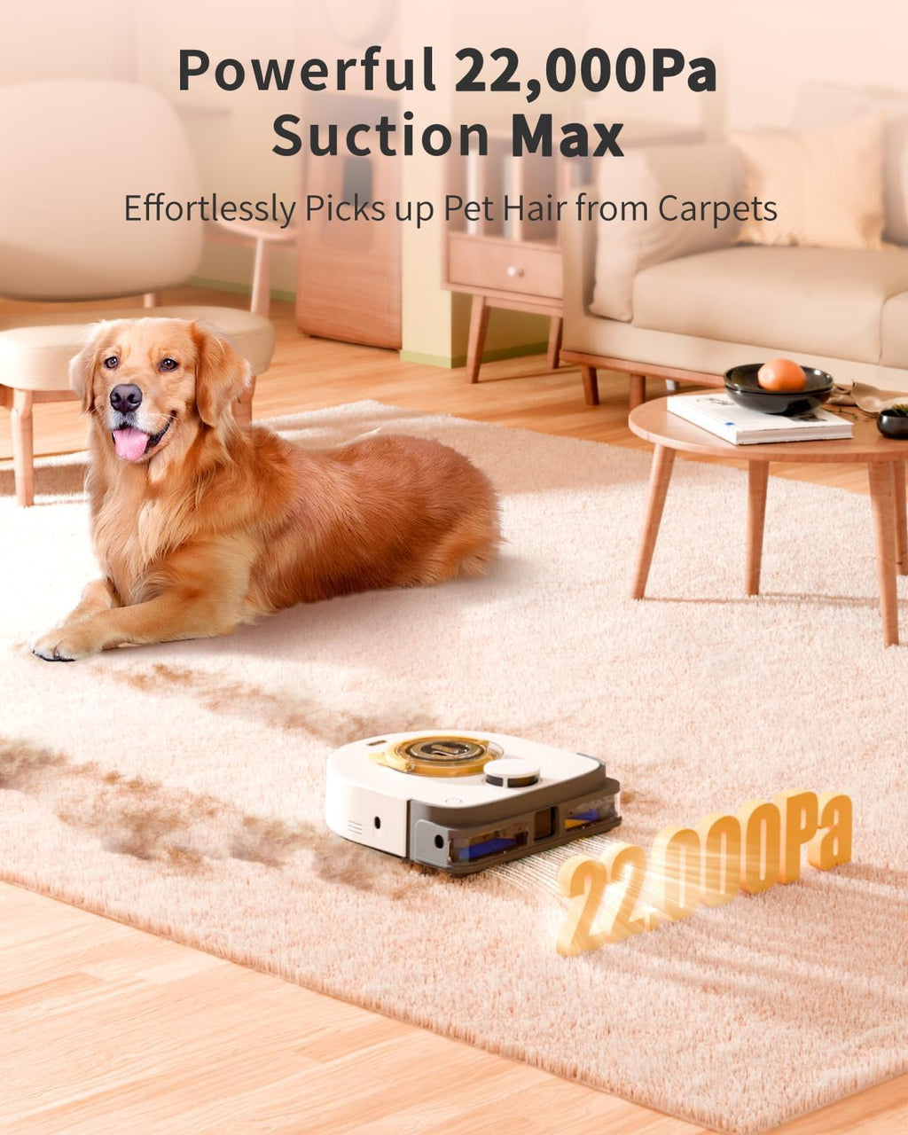 UBPET Robot Vacuum Cleaner with 22,000Pa Ultra-Strong Suction - Automatic Robot Vacuum for Pet Hair & Carpets, Tangle-Free Cleaning, Smart Mapping with LiDAR Navigation, App Controlled Vacuum Robot
