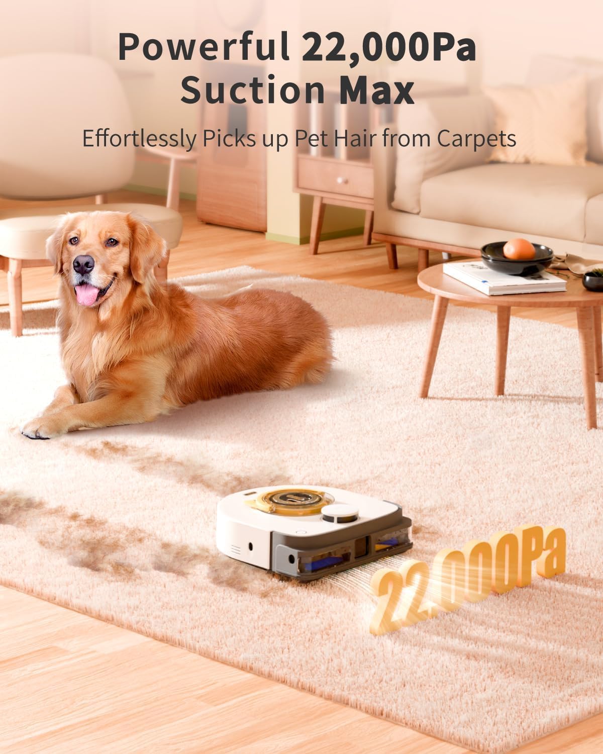 UBPET Robot Vacuum Cleaner with 22,000Pa Ultra-Strong Suction - Automatic Robot Vacuum for Pet Hair & Carpets, Tangle-Free Cleaning, Smart Mapping with LiDAR Navigation, App Controlled Vacuum Robot