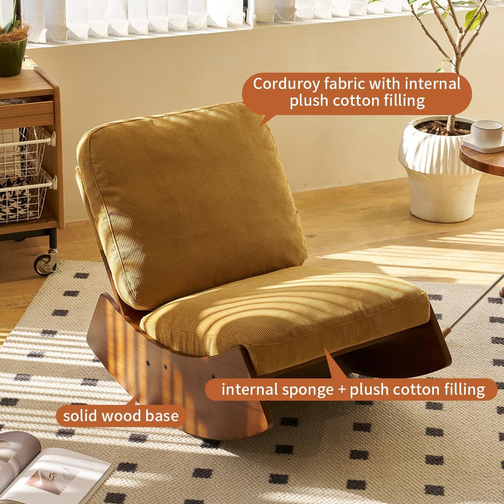 MFFM Comfortable Nursery Glider Rocking Chair, Upholstery Glider Chair, Solid Wood Frame, Perfect for Multiple Settings Accent Reading Chair for Bedroom,Living Room,Babyroom (Yellow-2pcs)