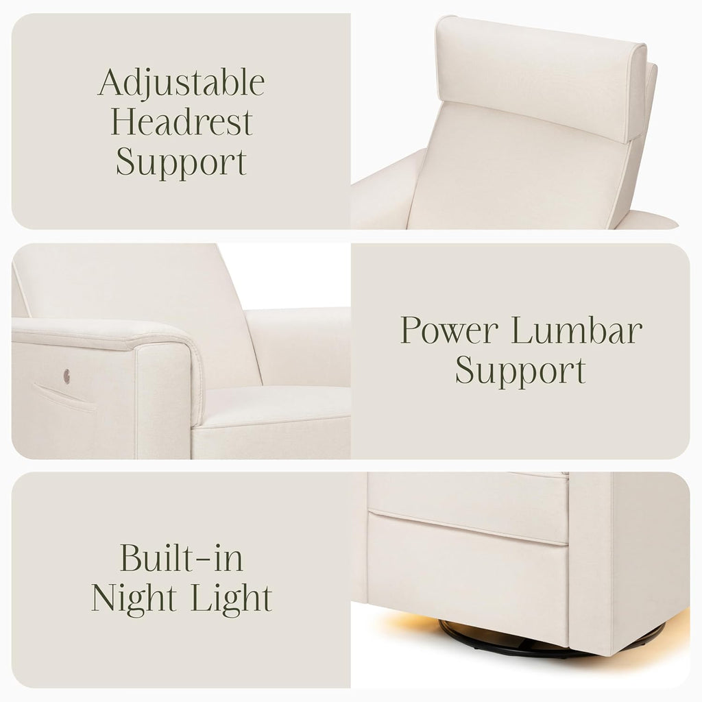 Namesake Willa Deluxe Power Recliner & Swivel Glider with Heat & Massage in Performance Cream Eco-Weave, Built-in USB Charging Port, Greenguard Gold & CertiPUR-US® Certified