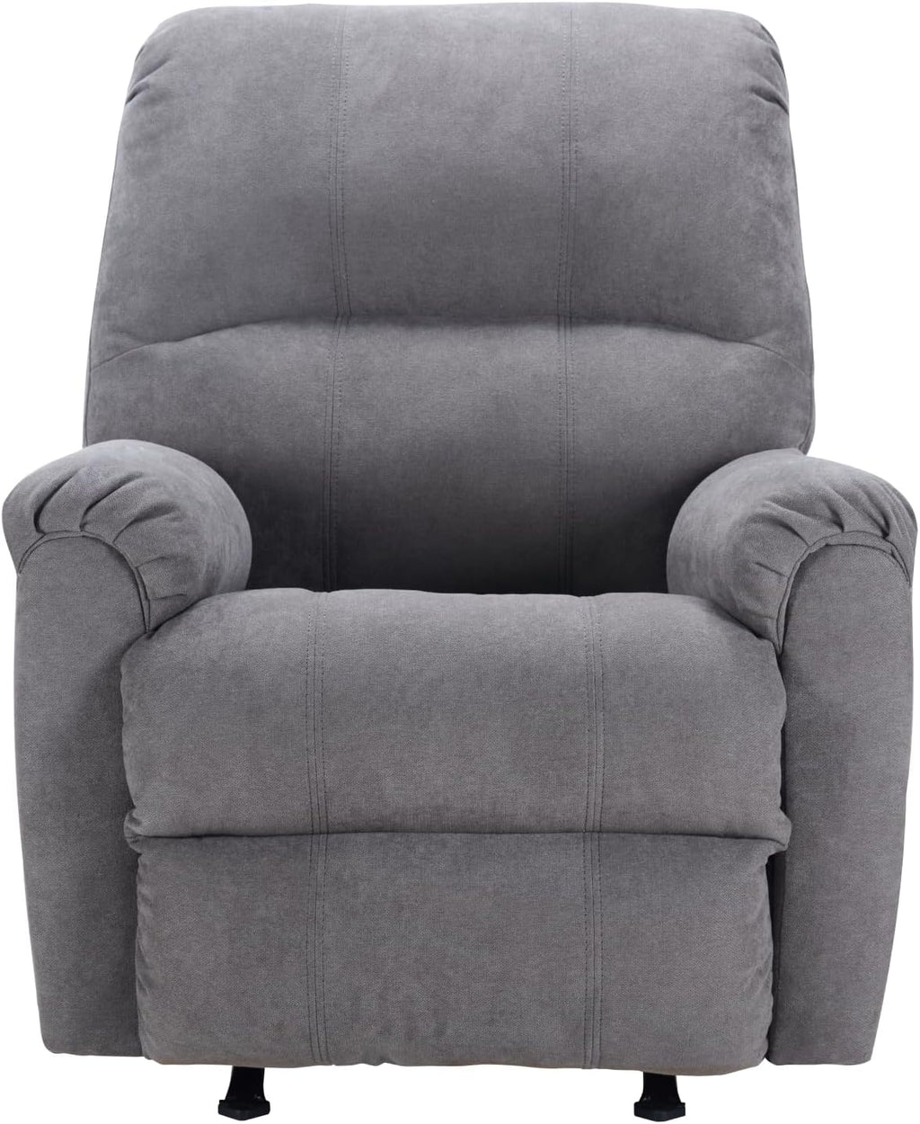 CANMOV Rocker Recliner Chair for Adults,Manual Recliner Chair with Overstuffed Backrest and Armrests, Soft Fabric Manual Rocking Reclining Sofa for Living Room,Grey