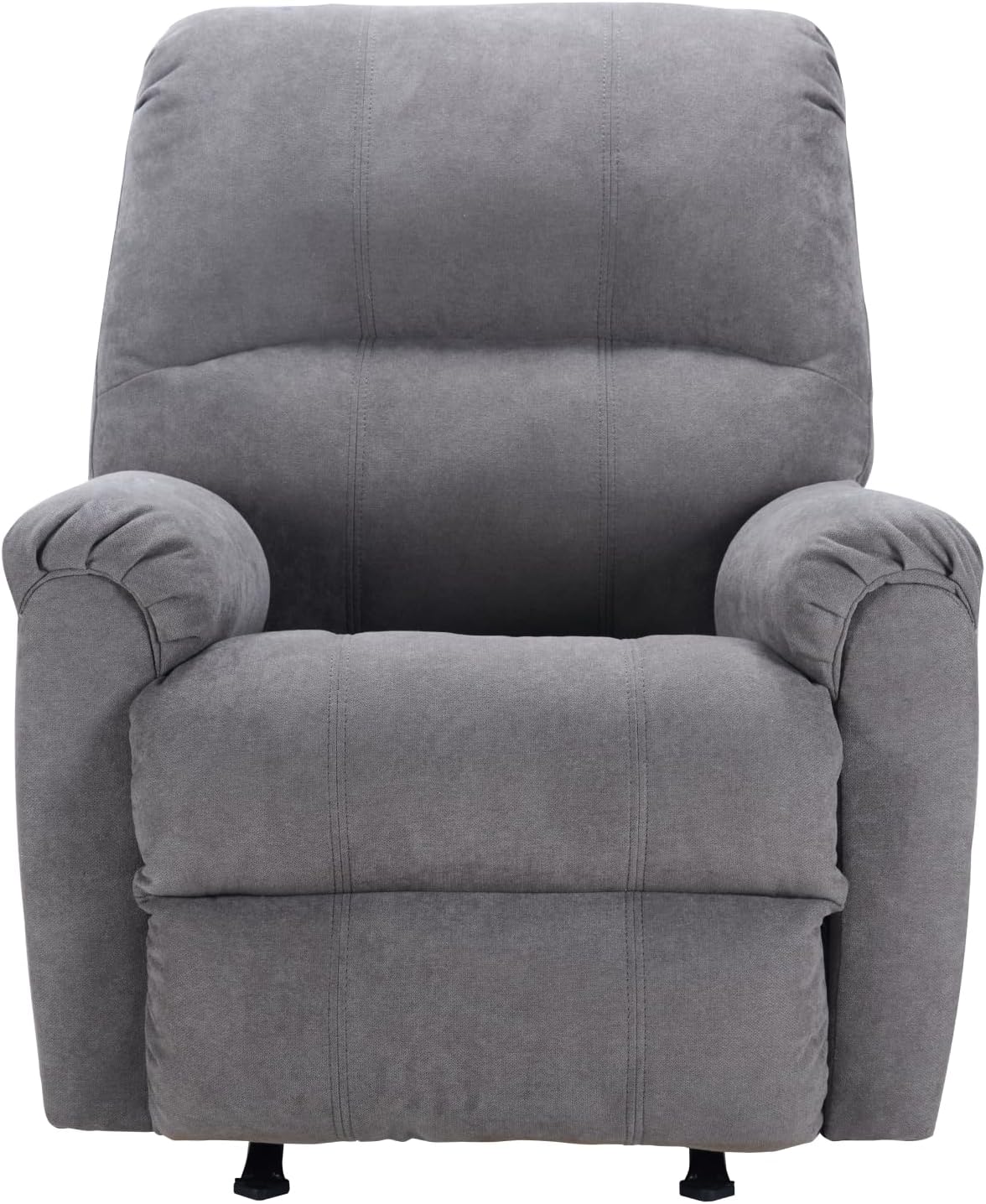 CANMOV Rocker Recliner Chair for Adults,Manual Recliner Chair with Overstuffed Backrest and Armrests, Soft Fabric Manual Rocking Reclining Sofa for Living Room,Grey