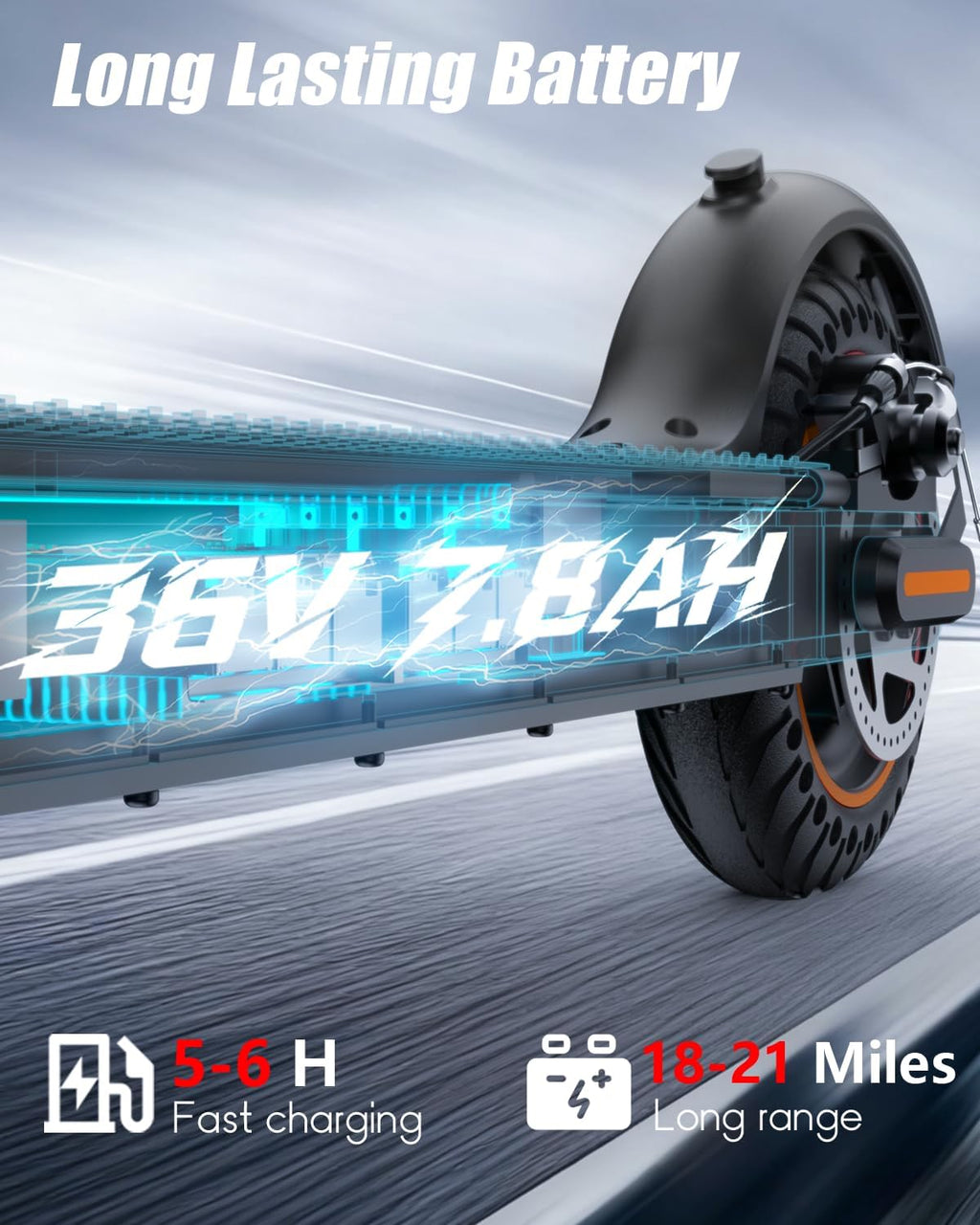 Electric Scooter for Adults，8.5' Solid Tires, Max 19 Mph Speed, 19 Miles Long Range, 264 lbs Load, 350W Motor, Foldable E-Scooter for Adults with Dual Braking System & App Control
