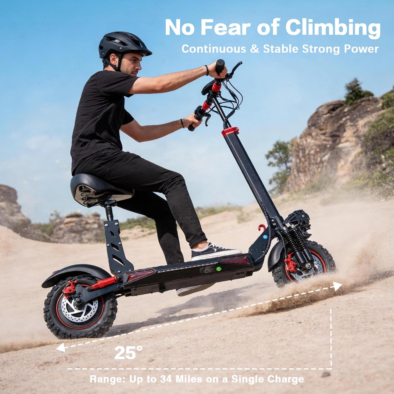 Electric Scooter Adults, 26/37 Miles Long Range, 28/34 Mph Max Speed, 10/11' Off-Road Tires,1200W/1600W Motor, Adjustable Handlebar Height, Dual Braking System,Folding Commuter E Scooter