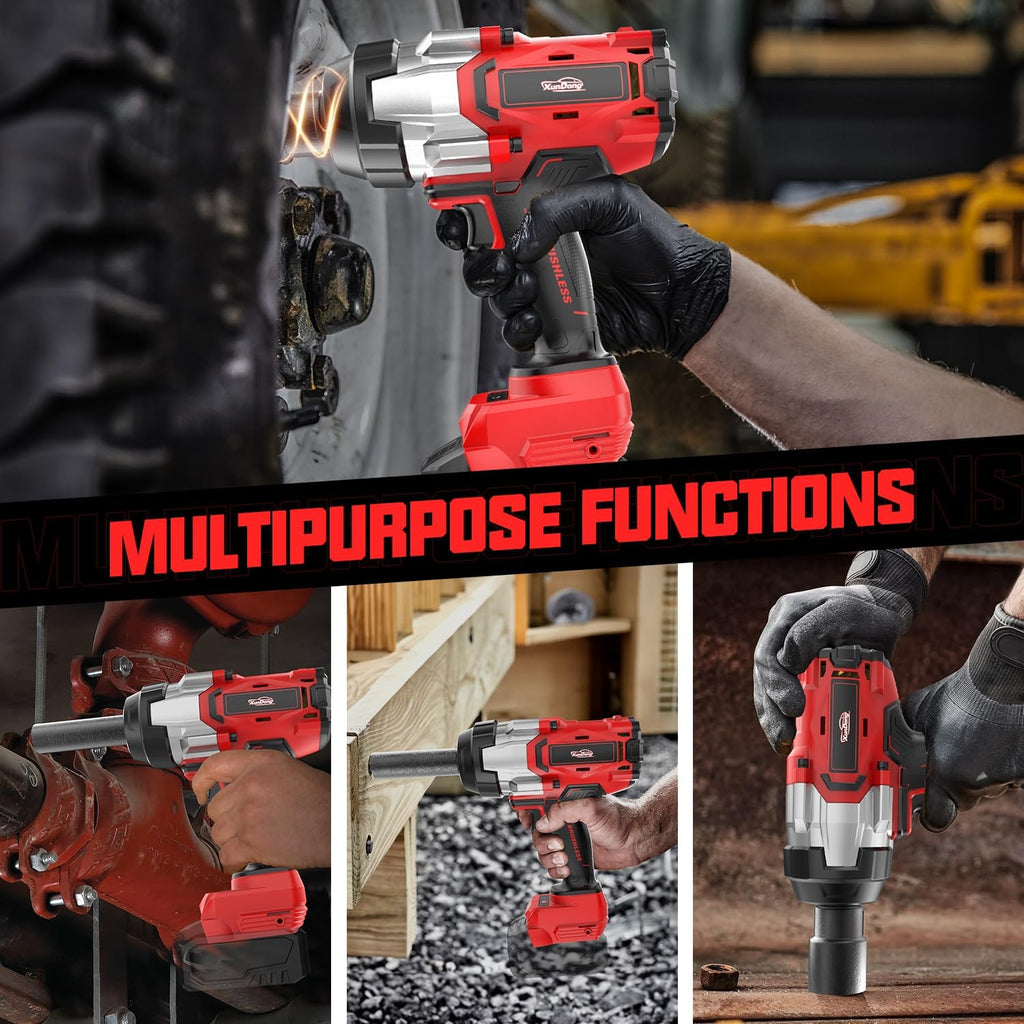 Cordless Impact Wrench 3/4' Compatible with Milwaukee 18V Battery, 1850Ft-lbs(2500N.m) High Torque Impact Gun Heavy Duty, Brushless Electric Power Impact Driver with 4 Speed Modes & LED Work Light