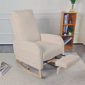 Rocking Chair Nursery with Foot Rest, Sherpa Nursing Rocking for Mom Nursery Rocker Chair with High Straight Backrest, Armchair Rocker Glider with Side Pocket for Living Room, Bedroom, Teddy Begie