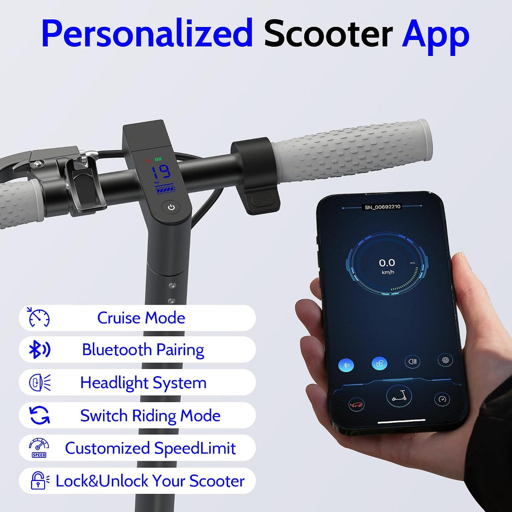 NAVIC Electric Scooter with Dual Suspension, 8.5'/10' Tires, 350W/500W Motor, 19/22 Mph, Max 22/25/27/49Miles Range, Foldable E Scooter for Adults with Braking, App Control