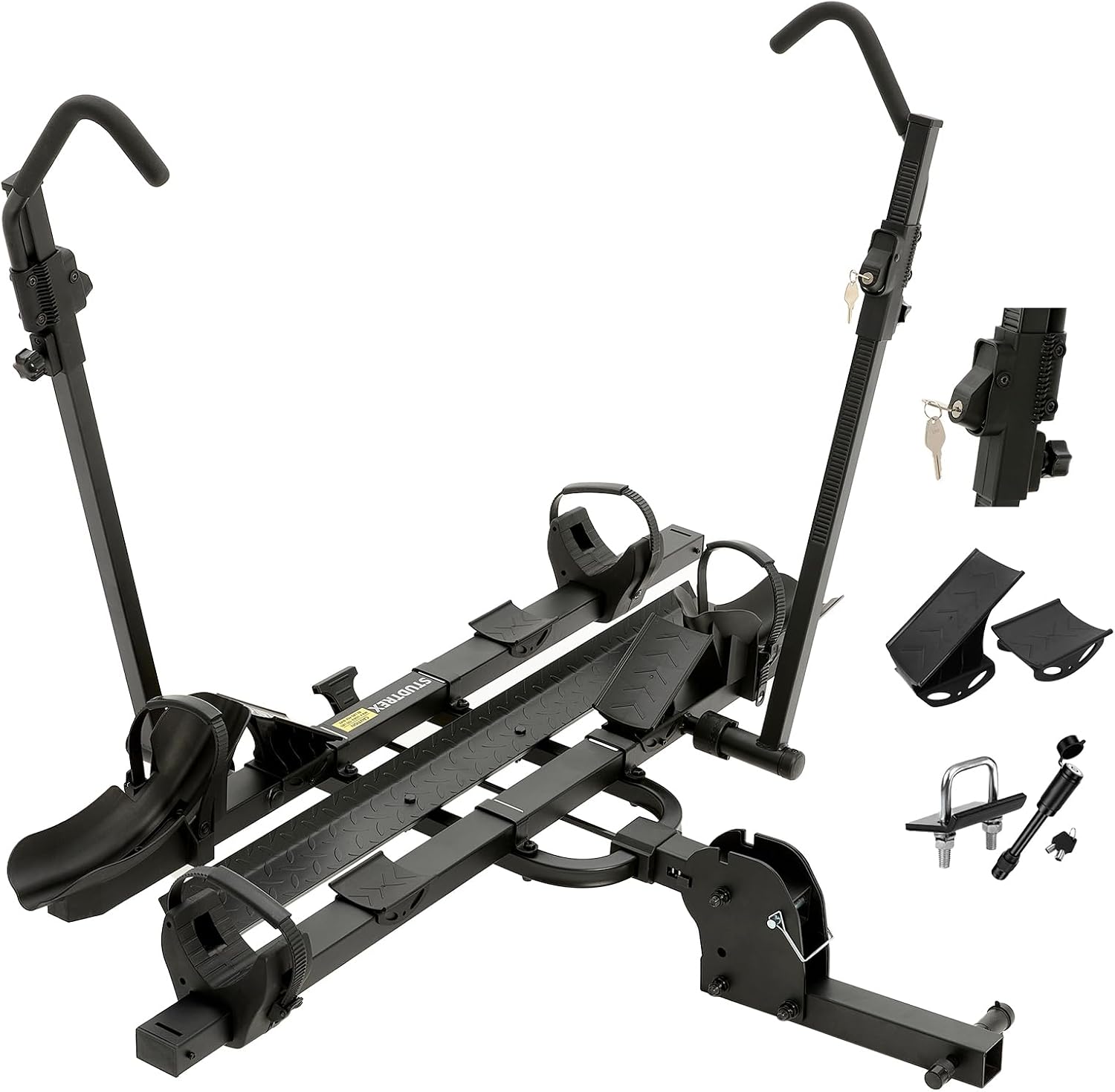 TrailV2 Plus Hitch 2 Ebike Rack with Ramp, Tilt, Fold, Anti-Theft Hitch & Wheel Locks, Heavy Duty 170 lbs Capacity, Fits 2' Receiver, Max 5' Fat Tires, Electric Bike Rack for Car, SUV, Truck, RV