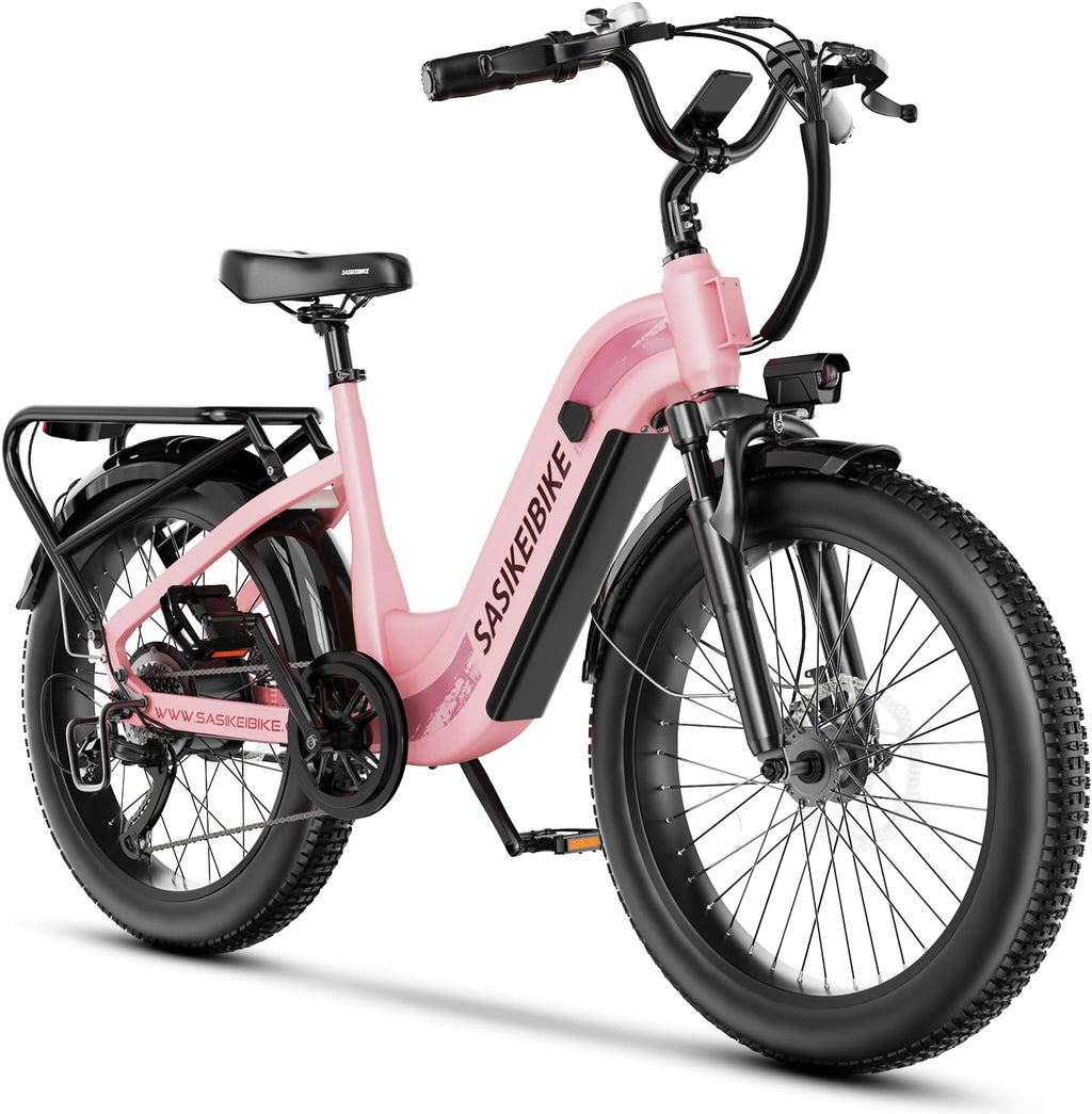 Sasikeibike Electric Bike for Adults, 1500W Motor 70mile Ebike, 24inch Fat Tire Electric Bicycle 48V 20AH Removable Battery, Commuting Electric Mountain E-Bike, Step-Thru Bicycle