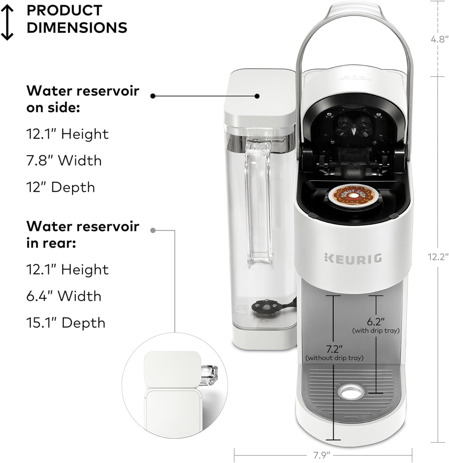 Keurig K-Supreme Single Serve K-Cup Pod Coffee Maker, MultiStream Technology, 4 Brew Sizes, 66oz Dual-Position Removable Reservoir, White