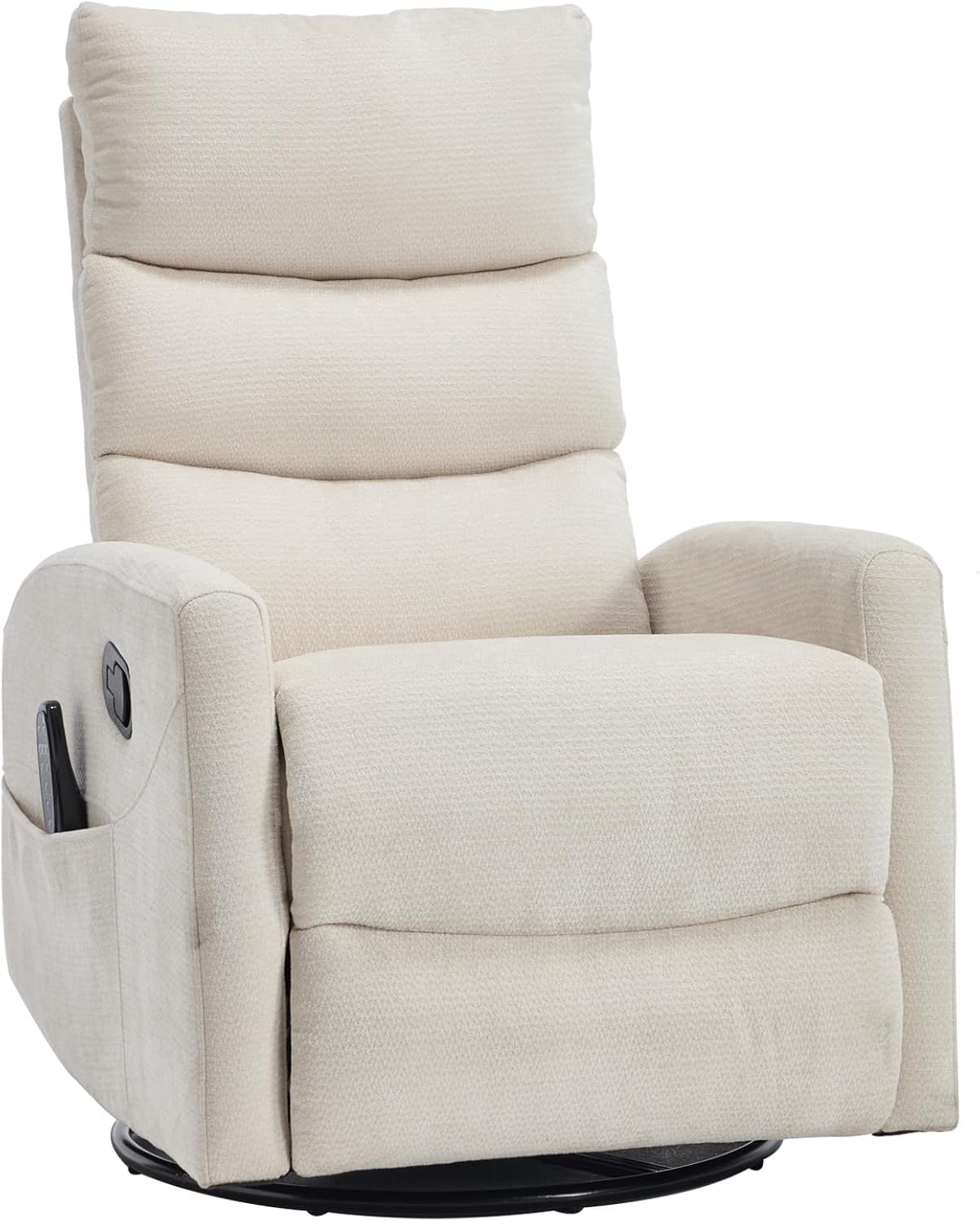 PELUMY 360° Swivel Rocker Recliner with Heat & Vibration Massage, Glider Rocking Chair for Adults, Compact Recliner for Living Room, Small Spaces, Nursery, Bedroom (Chenille, Beige)