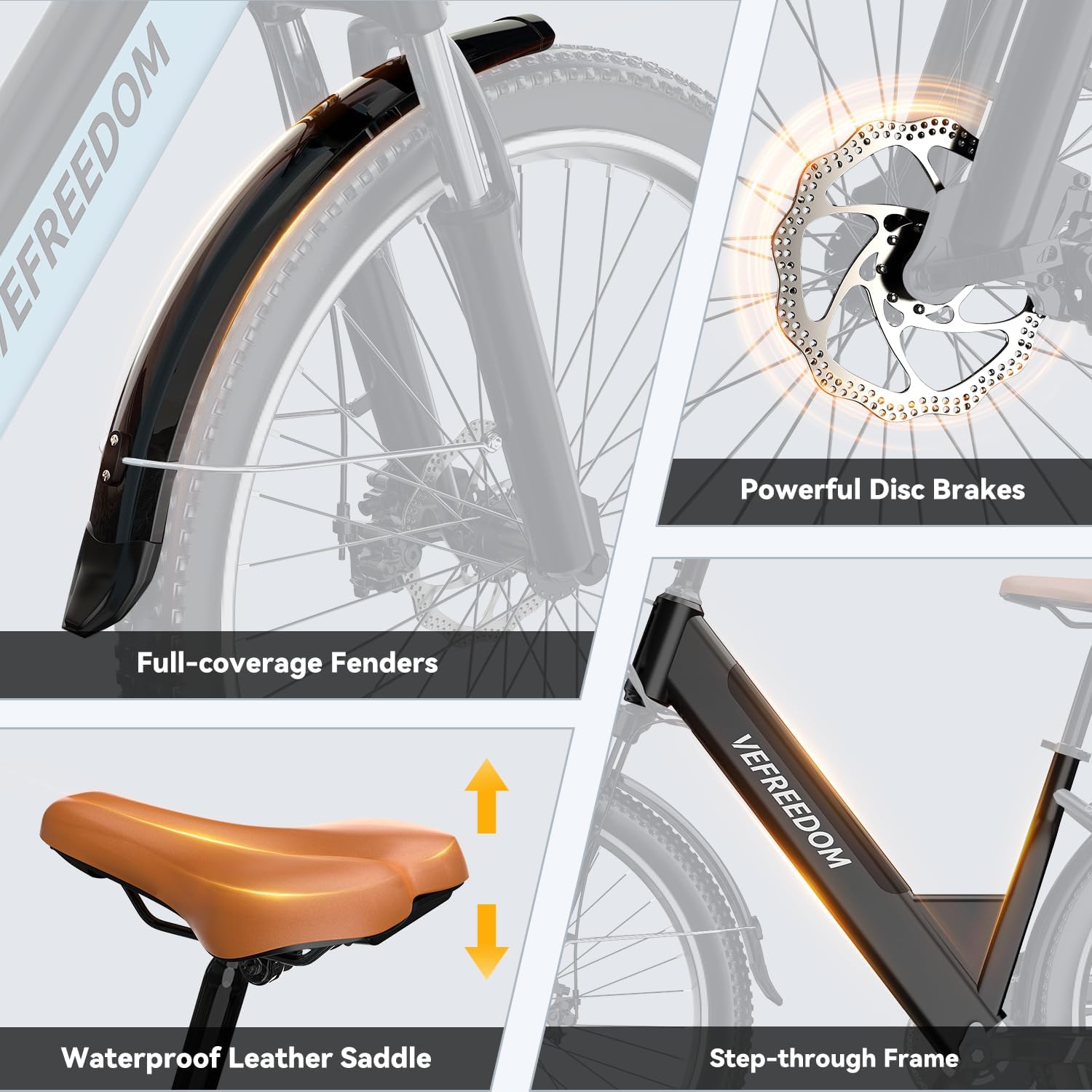Electric Bike for Adults 1000W 1500W Peak Motor 15AH 20AH Removable Battery 70Miles 80Miles UL 2849 Certified Electric Commuter Bike Front Suspension Ebike