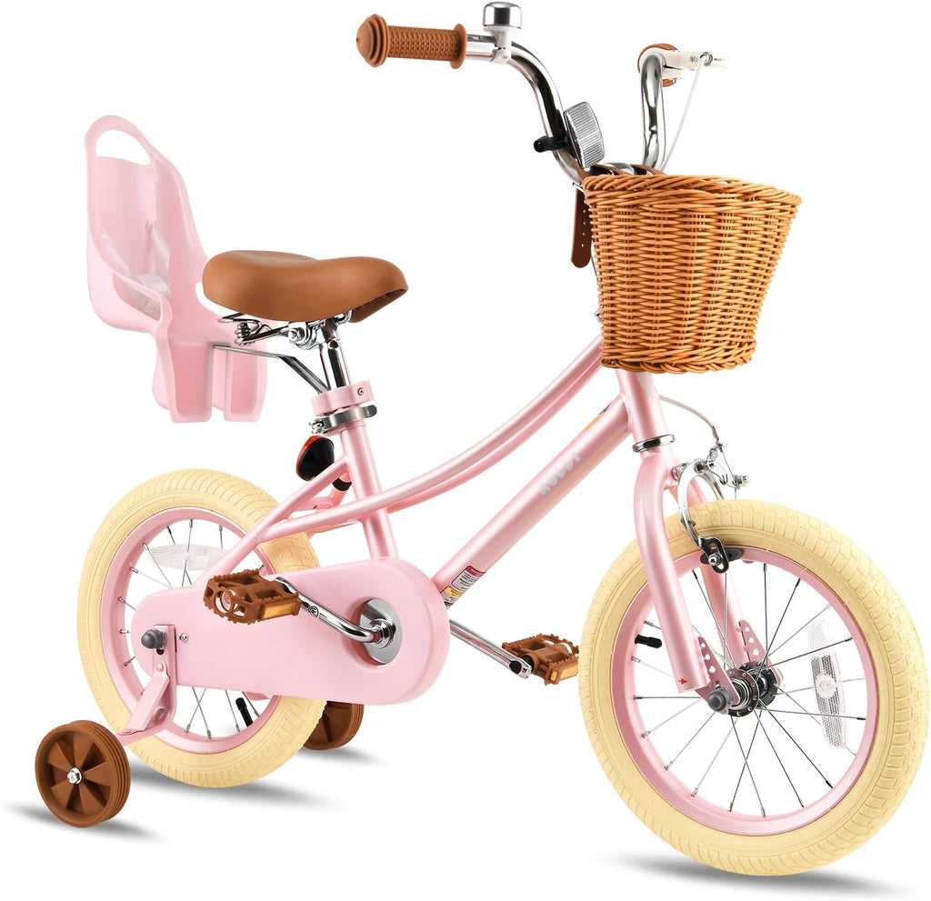 RULLY Donna Kids Bike for Girls Ages 2-7 Years, 12 14 16 Inch Princess Girls Bicycle with Doll Bike Seat, Training Wheels, Basket and Streamers, Kids Cycle Bikes, Multiple Colors | with Doll Bike Seat, Training Wheels, Basket, Streamers, Kids Cycle Bikes