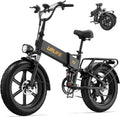 URLIFE Folding Electric Bike for Adults, 48V Motor, 60-80 Miles per Charge, 20'x4' Fat Tires with Quad-Link Full Suspension, 7-Speed & LED Display
