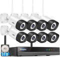 Hiseeu 5MP Outdoor WiFi Security Camera System, 16CH 8 Cam Kit, 2-Way Audio, Color Night Vision, IP66 Waterproof, 3TB Storage, No Monthly Fees