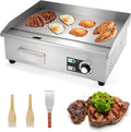 WICHEMI Commercial Electric Griddle 22' 3000W Flat Top Grill Countertop Griddle Stainless Steel Teppanyaki Grill w/Iron Cooking Plate for Restaurant Kitchen, 110V