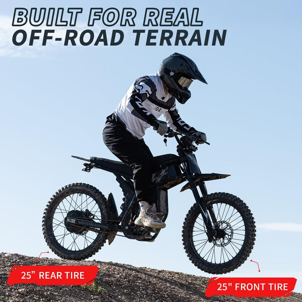 Bootime GT73 PRO/ GT73 Electric Dirt Bike for Adults Teens - 3000W/ 2500W Motor 50/37 MPH High-Speed, 25' Fat Tires & Dual Removable Battery(60V/48V) | All-Terrain Off-Road eBike for Snow, Sand