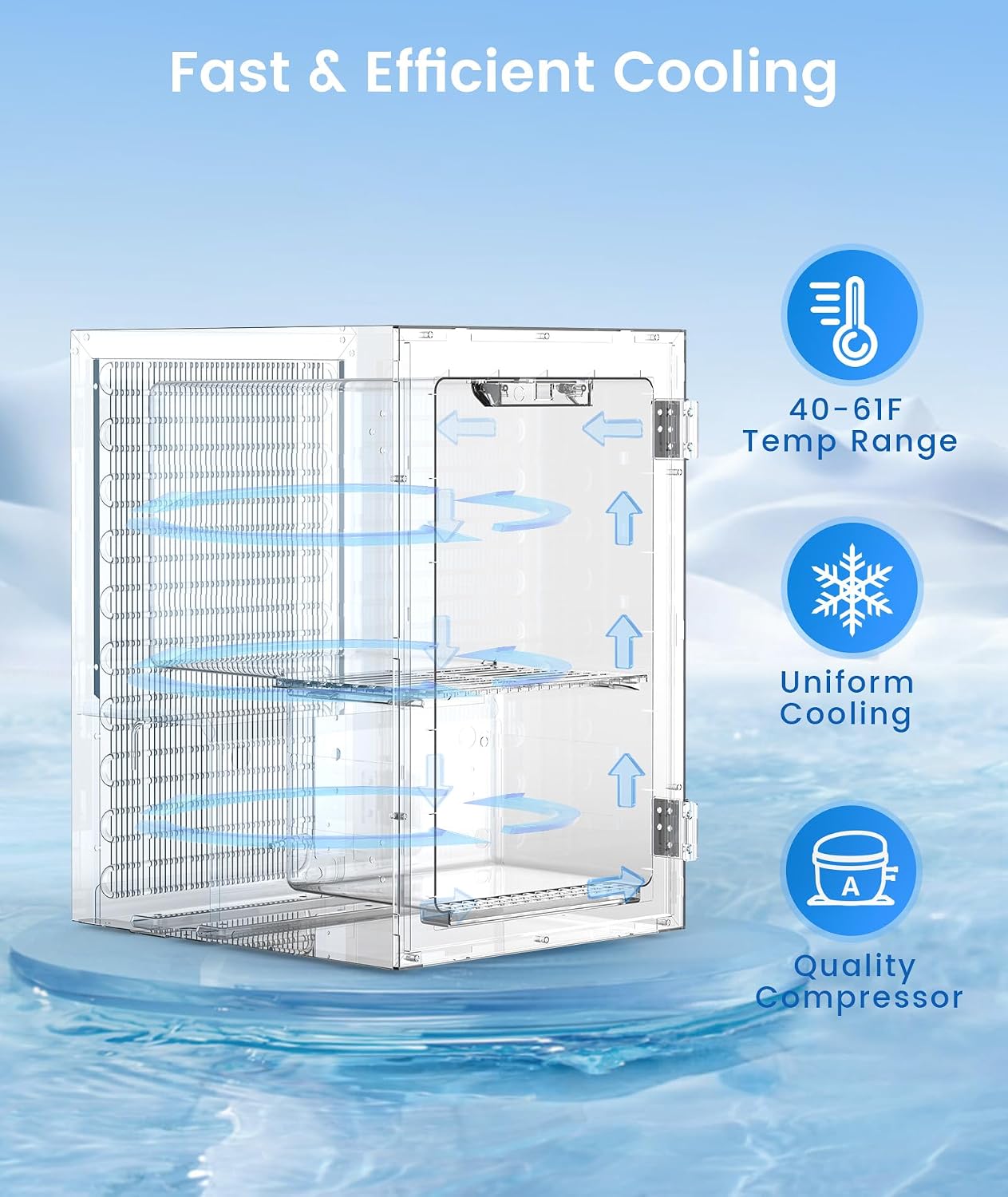 Kismile 18L Beverage Refrigerator Cooler, 24Can Mini Fridge with Glass Door, Quiet Compressor, Countertop Small Fridge with 40-61℉ Digital Electronic Temperature Control, LED Lgiht for Home and Bar