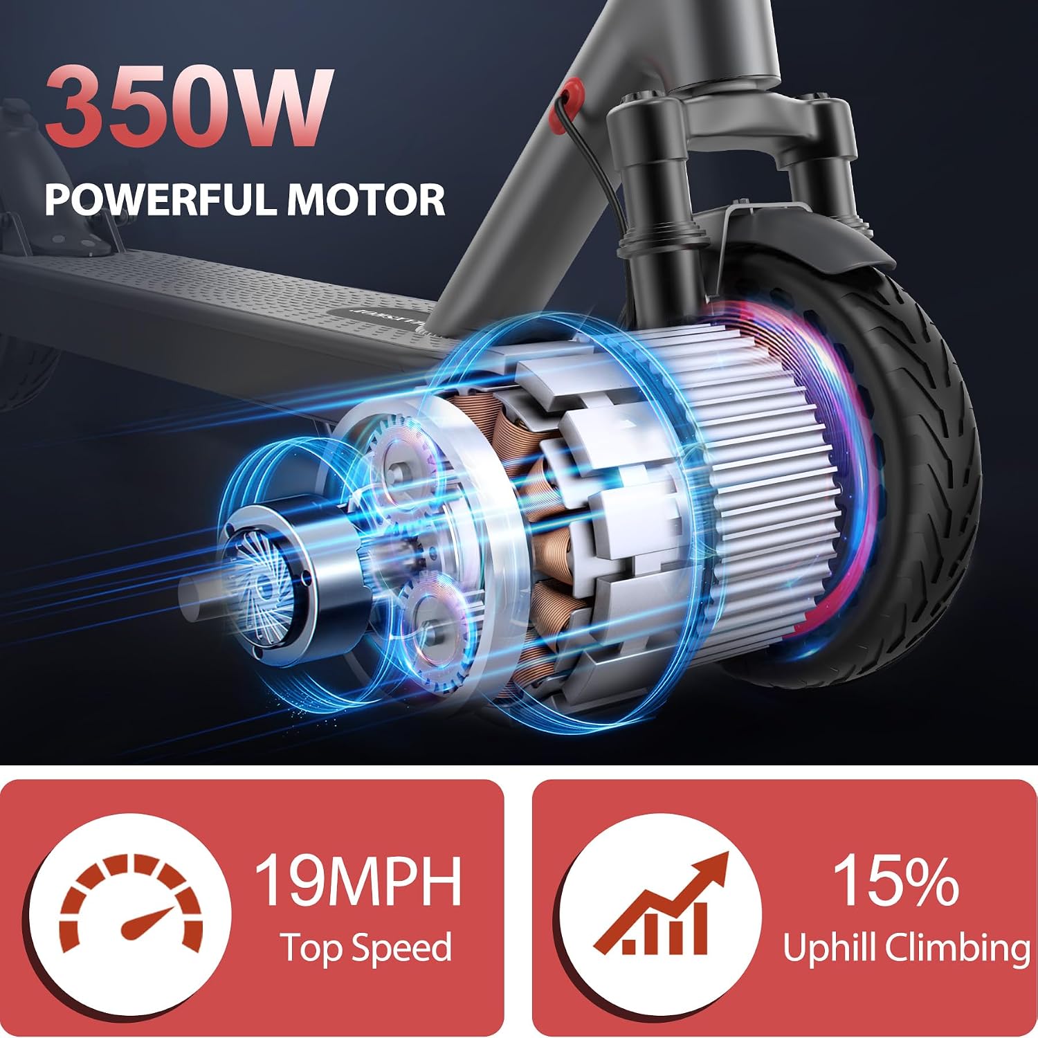 MAXSHOT Electric Scooter for Adults, 8.5/14' Tires, 19/22Mph, 350W/500W Motor, 16-28 Miles Range, Folding E-Scooter with Dual Suspension,APP Control