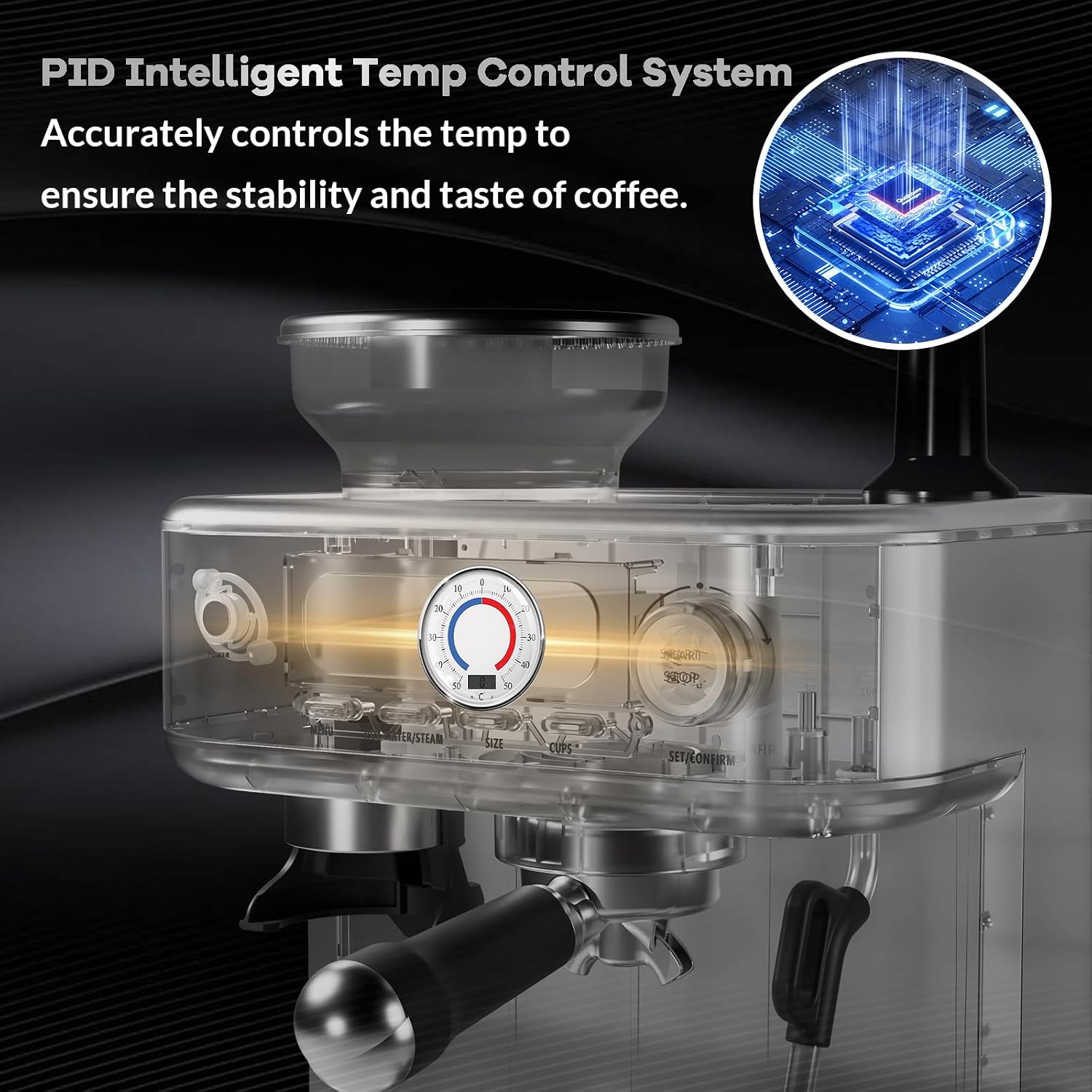 GarveeLife Espresso Machine with Grinder, Professional Coffee and Espresso Maker Combo, Stainless Steel Cafe Espresso Machine with Steam Wand Barista Kit for Cappuccino Latte