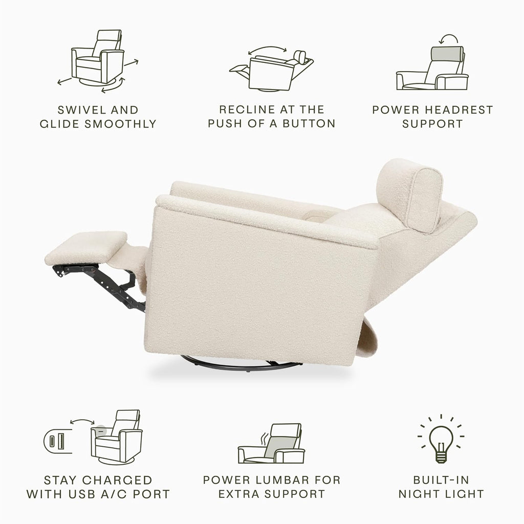 Namesake Willa Pro Power Recliner and Swivel Glider in Performance Ivory Boucle, Built-in USB Charging Port, Adjustable Headrest and Lumbar Support | Greenguard Gold and CertiPUR-US® Certified