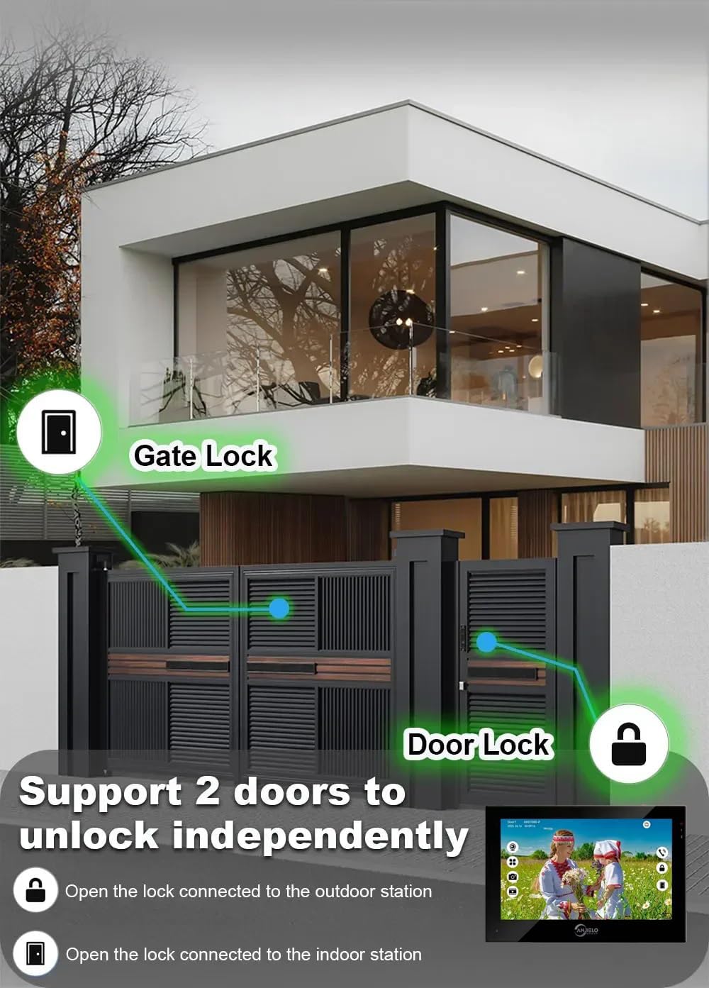 Ring doorbell Wired,1080P Doorbell Camera(B),Indoor Outdoor Camera,10 Inch Monitor (B) Ring Video Doorbell with Night Vision,Dual-Way Intercom for Villa House Office Apartment (2 Bell +1 Screen)