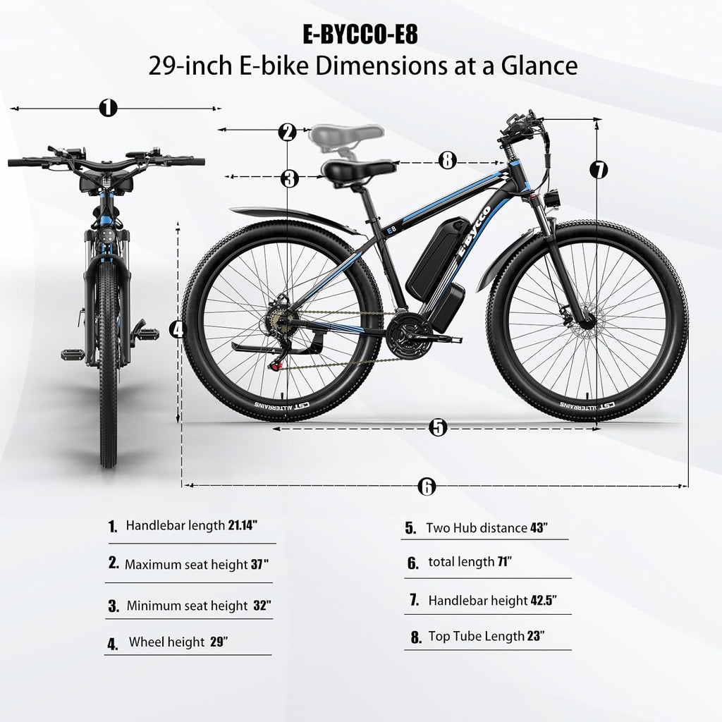 29 Inch Adult Commuter Electric Bike, 750 Watt/Peak 1000 Watt Motor 48V 17.5AH Removable Battery Electric Bike 29' x 2.1' 34MPH Electric Mountain Bike 21 Speed Gear Shift Electric Bike