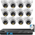 4COVR 12MP Security Camera System 16 Channel for Business, 12X 12MP Wired PoE IP Dome Cameras IP67, 2-Way Audio, Person Vehicle Detection & Smart Color Night Vision, UltraHD NVR 4TB HDD, LY97KAAM1612