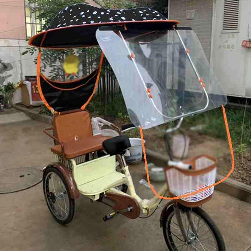 Adult Tricycle Cover Electric Tricycle Covers, Strong UV Protection & Windproof, Waterproof, Accessories Fit for Various 3 Wheel Bike Types(Black)