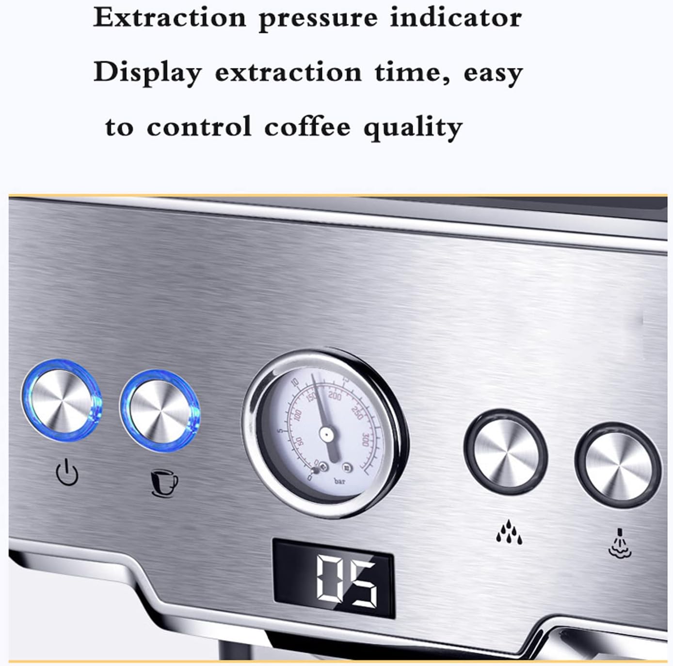 Coffee machine Espresso Machine 15 Bar Pump Pressure Home Italian Semi-Automatic Coffee Machine,Led Display, 1.7L Water Tank, Suitable For Cappuccino Mocha
