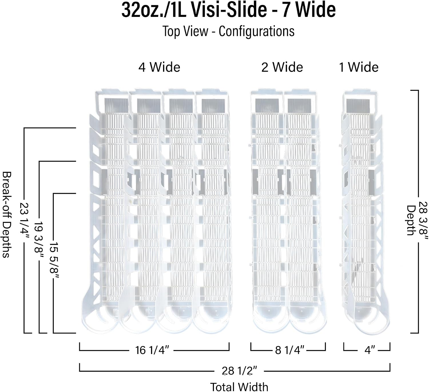 Display Technologies Visi-Slide Drink Organizer - 7-Wide Gravity-Fed Shelf Cabinet and Refrigerator Organizers and Storage for Cans, Bottles and More (Pack of 6)