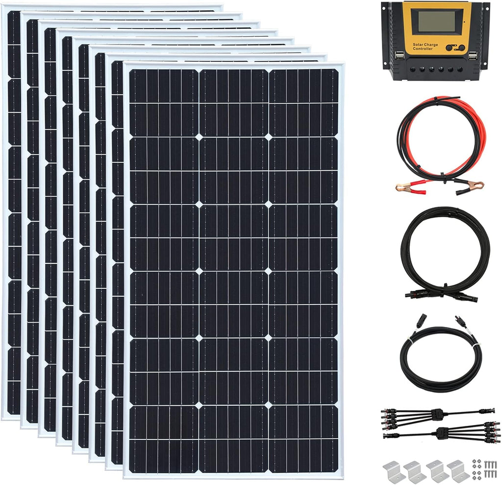 800 Watt 24Volt Solar Panel Kit 8X100W Monocrystalline Module 50A Charge Controller for RV, Boats, Trailer, Camper,Off-Grid System (800W Solar Kit)