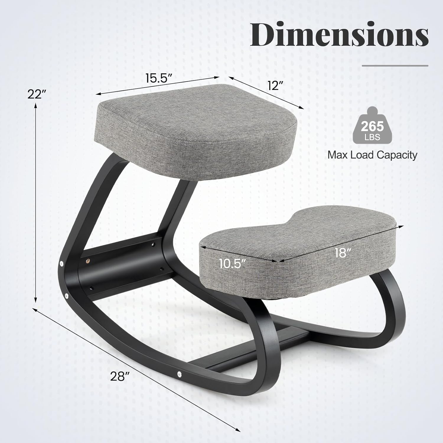Giantex Ergonomic Kneeling Chair, Rocking Posture Chair with Padded Cushion, Knee Chair for Back Neck Pain Relief, Wooden Kneeling Desk Chair for Home Office