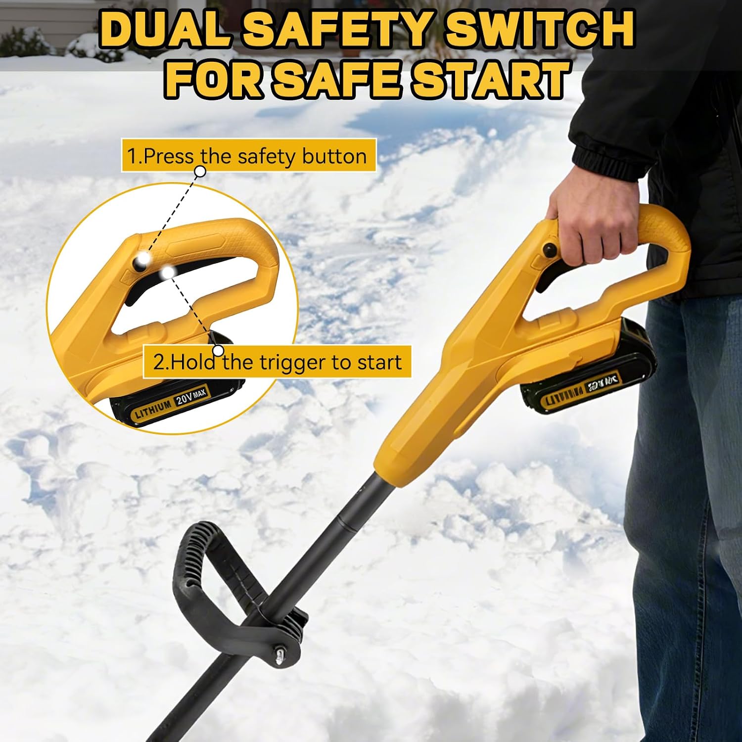 Cordless Snow Shovel Compatible with Dewalt 20V Max Battery, 11' Brushless Motor Electric Snow Shovel for Driveway Max 20' Throw Distance, Electric Snow Thrower for Patio Deck Driveway(Tool Only)
