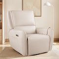 Power Swivel Rocking Recliner- Glider Rocking Chair for Adult - Nursery Glider for Breastfeeding,Quiet Motor, Faux Leather - Swivel Recliner for Living Room, Nursery (Cream White)
