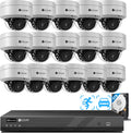 4COVR 12MP 16 Channel Security Camera System for Business, 16x 12MP Vandal-Proof IP67 Dome Commercial PoE IP Camera, Remote Access, UHD NVR 4TB, Human Vehicle Detection, 24/7 Recording, LY54AXAM1616