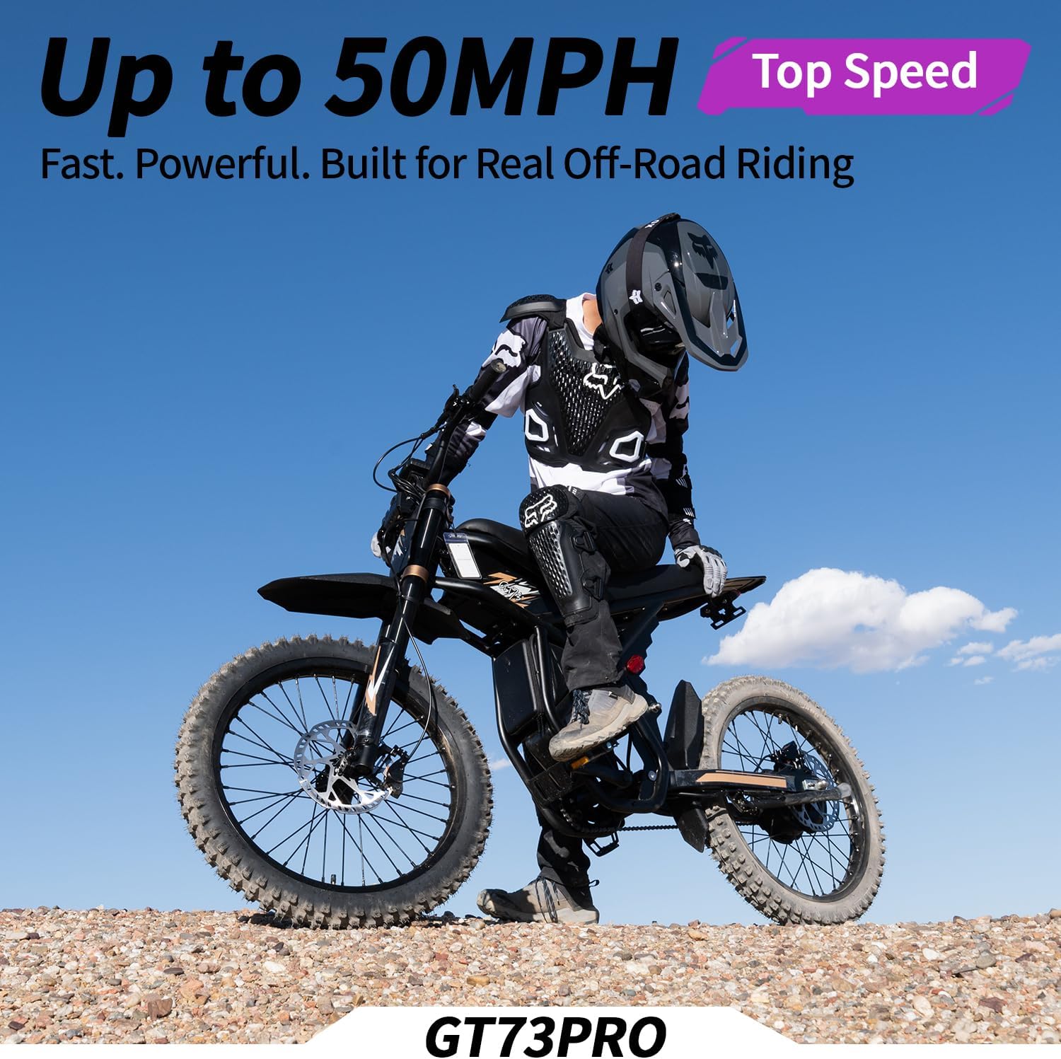 Bootime 3000W 338Nm Variable Speed Motor Motor 50MPH Electric Dirt Bike for Adults Teens, GT73 Pro Ebike, 25' Fat Tires & Dual Removable Battery(60V) | All-Terrain Off-Road eBike for Snow, Sand