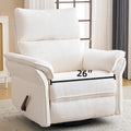 Oversized Recliner Chair, 26' Extra Wide 360° Swivel Rocker Recliner with Adjustable Headrest, Chenille Glider Rocking Nursery Chair with Overstuffed Armrest, Lumbar Support, White