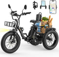Skeri Electric Tricycle for Adults, 750W(Peak 1350W) Motor Etrike, 20'x4' Folding Fat Tire Electric Trike, 48V13Ah Battery, 3-Wheel Electric Bike, 20MPH, Front & Rear Basket & Differential