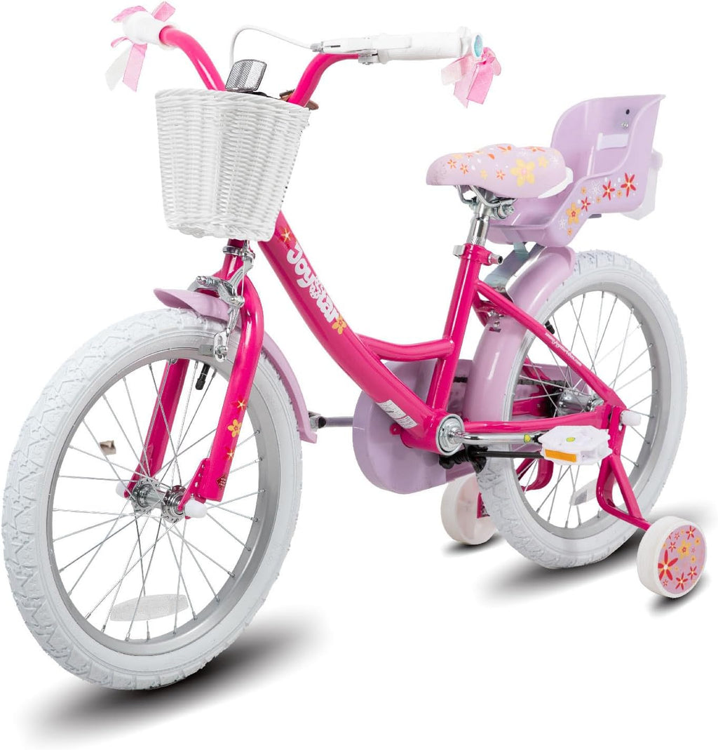 JOYSTAR Unicorn Kids Bike for Girls Ages 2-9 Years Old, 12 14 16 18 Inch Kids Bike with Training Wheels, Doll Seat, Streamers and Basket, Toddler Girl Bicycle, Multiple Colors