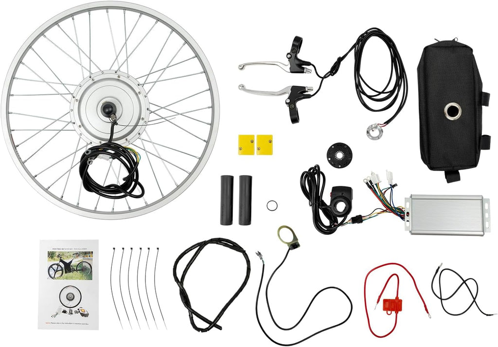 LOYALHEARTDY 700C/20/24/26/ Inch Front Wheel Hub Ebike Conversion Kit, Front Wheel Electric Bicycle Kit Front Wheel Hub Motor with Controller, LCD Display, PAS (No Batteries)