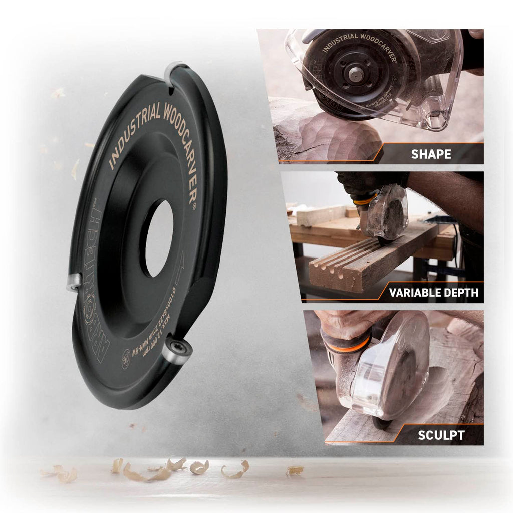 ARBORTECH Industrial Woodcarver Pro Kit | Ø 100 mm Carbide Wood Carving Disc for Angle Grinder with Protective Guard | IND.FG.200