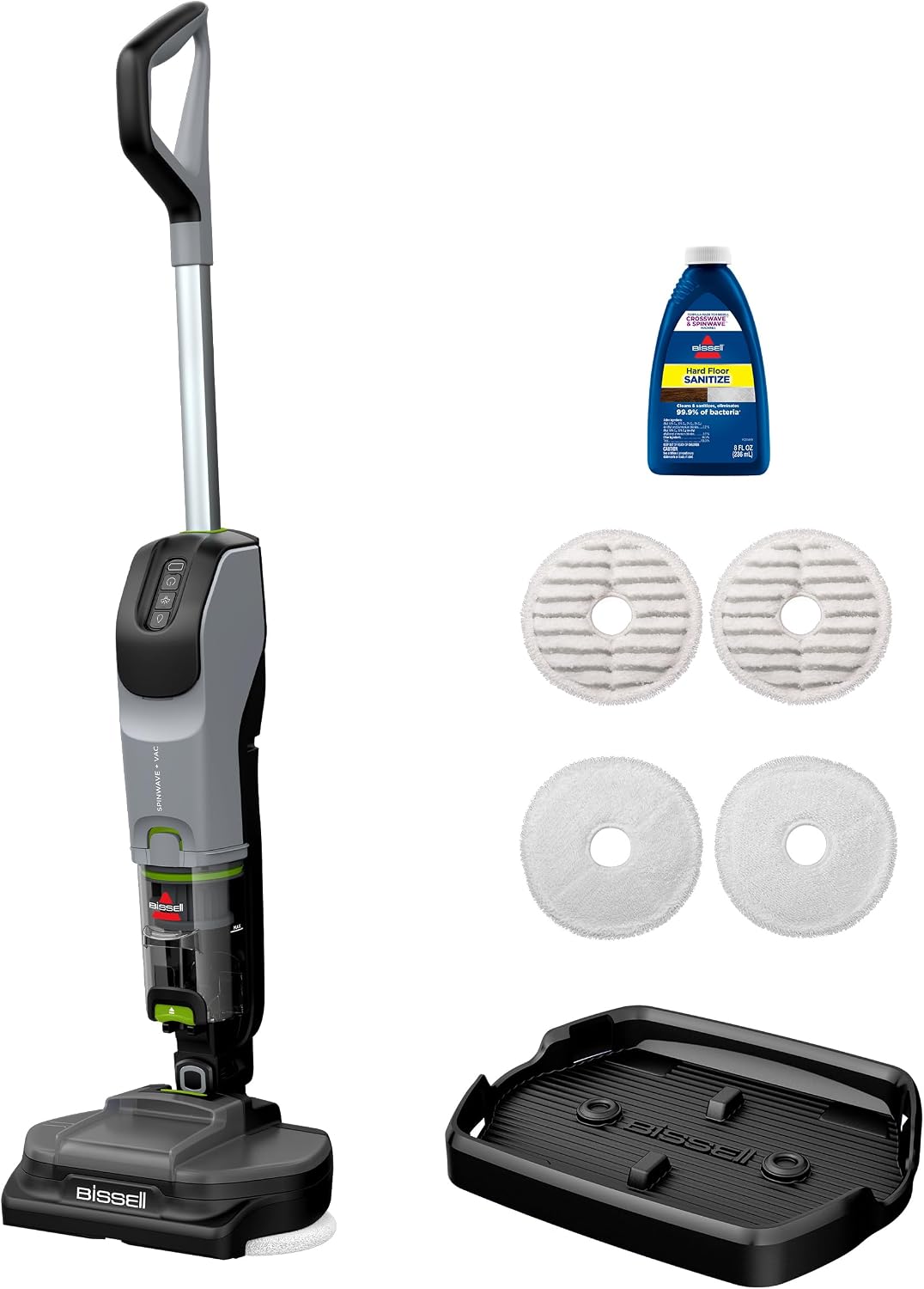 Bissell® SpinWave® + Vac Cordless, Hard Floor Spin Mop + Vacuum, Lay-Flat, Multi-Use Cleaning, Hard Floor Sanitize Formula Included
