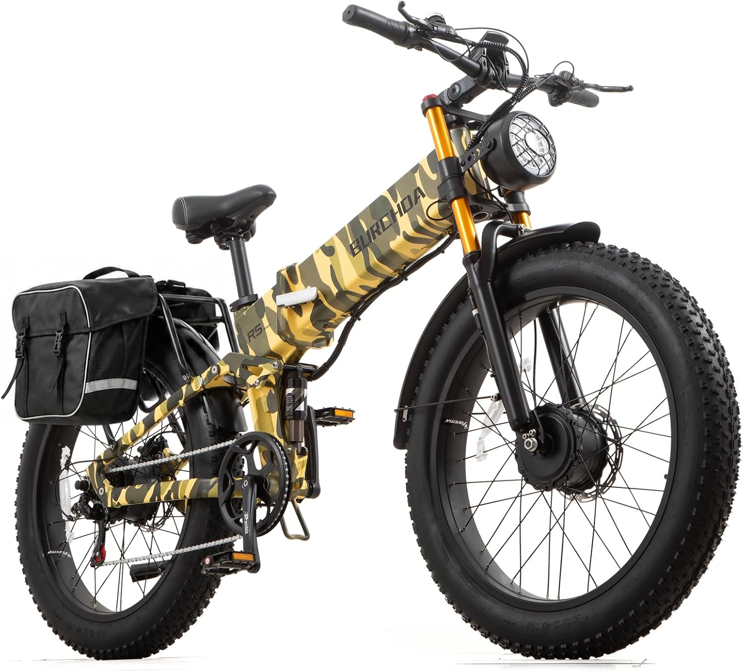 2026 Dual Motor Electric Bike for Adults AWD 5000W/3000W Peak 40 MPH/30 MPH E Dirt Bike, 52V/48V Removable Battery 65/80/150 Miles Max Long Range with Full Suspension 26' Fat Tires Mountain Bike