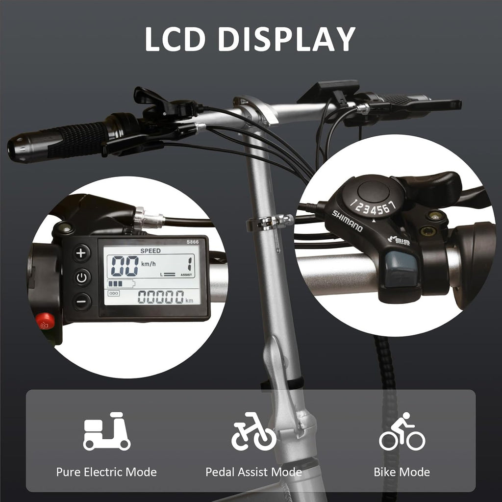 Folding Electric Bike for Adults, Electric Bicycle with Removable Battery,50 Mile Range,1000W Peak Motor, Shock Absorber, Disc Brake, 20' Tires