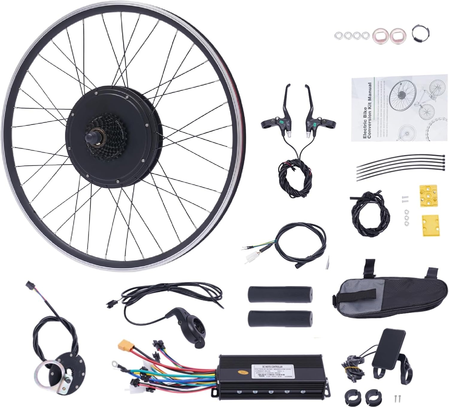 48V 1000W E-Bike Conversion Kit, 28'/29''/700CC Rear Wheel E-Bike Motor Kit w/Brushless Gearless Motor/Dual Mode Controller/PAS/Display, 5-Speed Adjustable, Compatible Universal Disc & V-Shaped Brakes