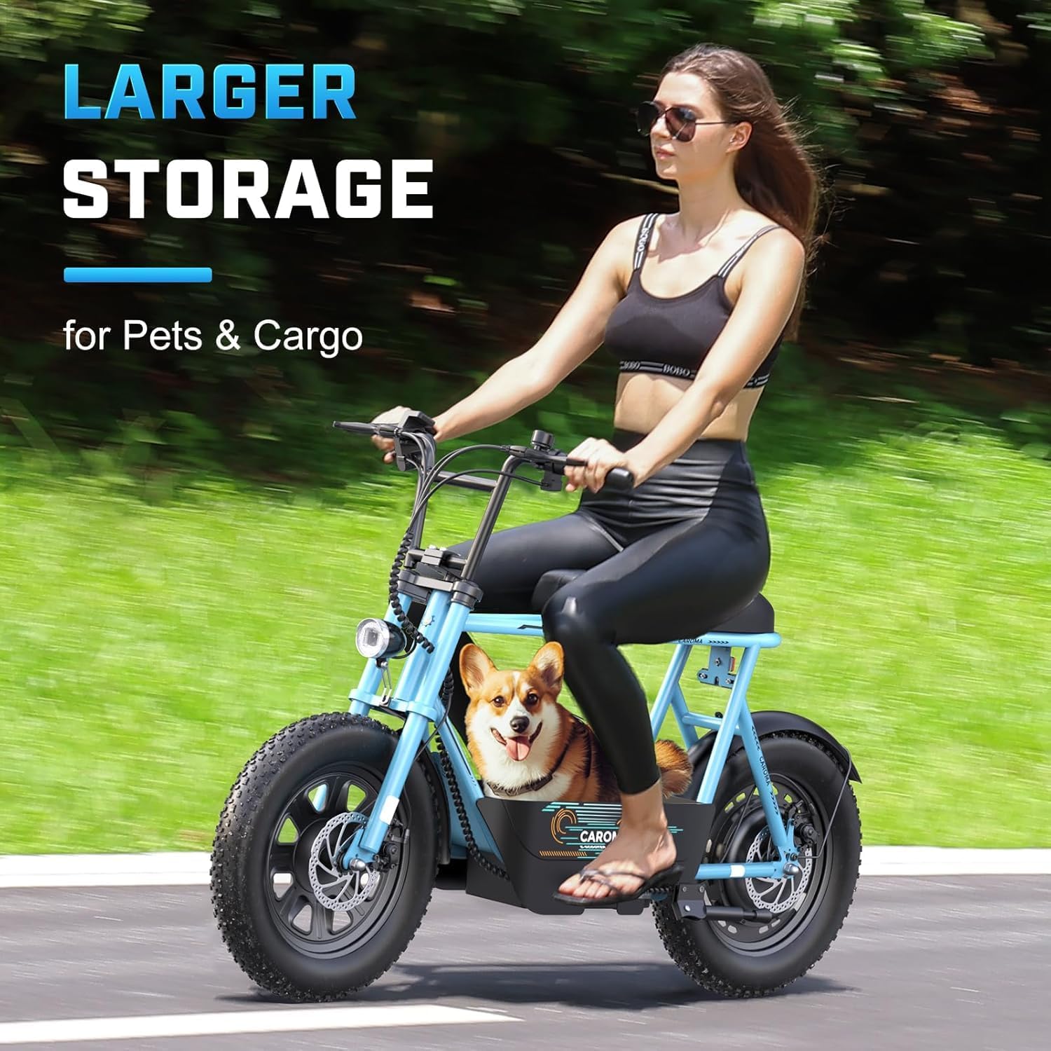 Caroma Peak 1200W Electric Scooter with Seat, 16' Fat Tire Electric Dirt Bike, Max 30Miles Ranges, Top Speed 20Mph, Electric Motorcycle Mini Bike with Basket for Pets & Cargo, UL 2272 Certified