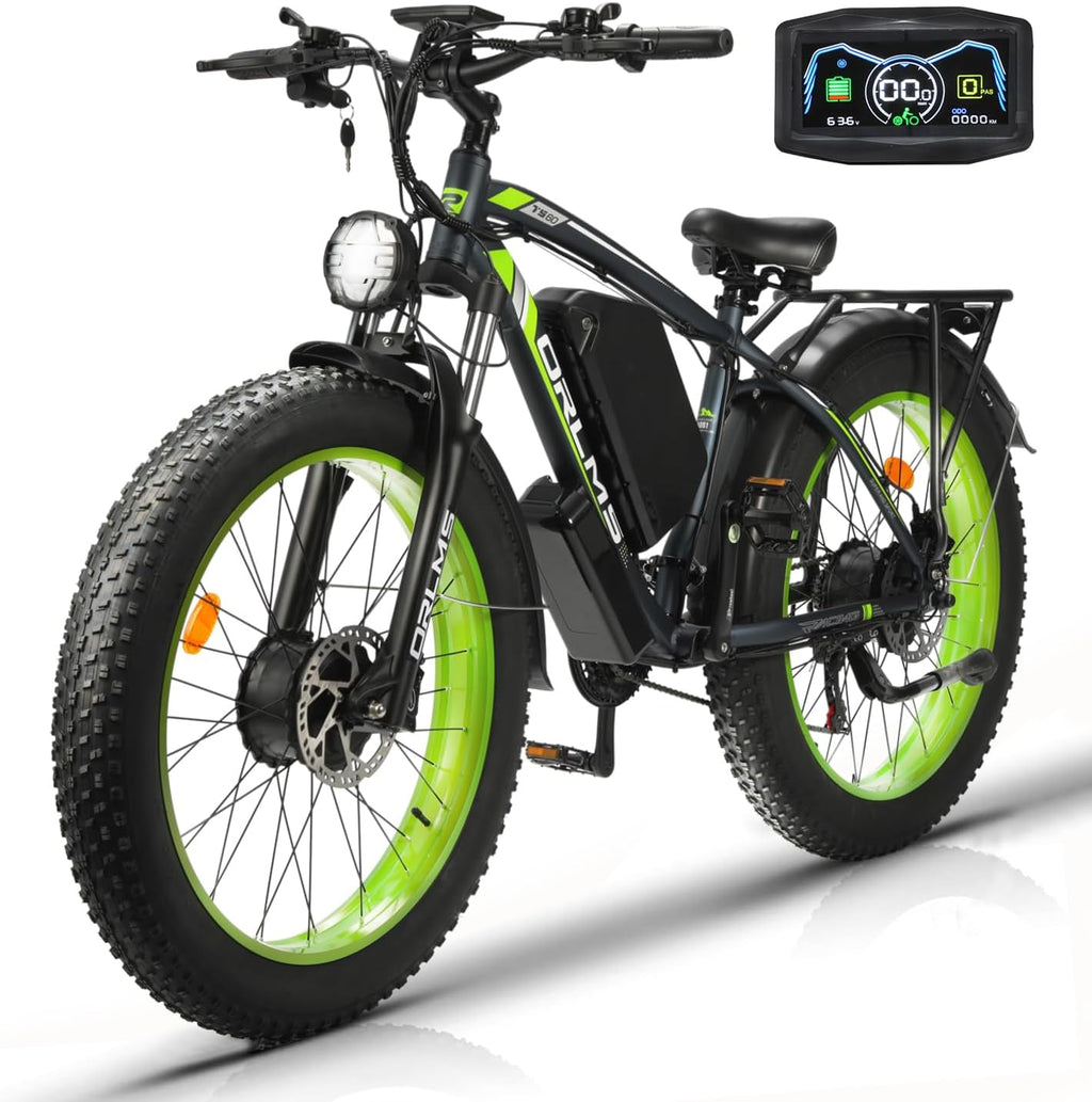 6000W Peak Dual Motor Electric Bike for Adults, 60V 25AH Battery, 45MPH & 100 Miles Range,21-Speed Full Suspension, 26' x 4.0' Fat Tire Off-Road E-Bike for All Terrain Snow Sand