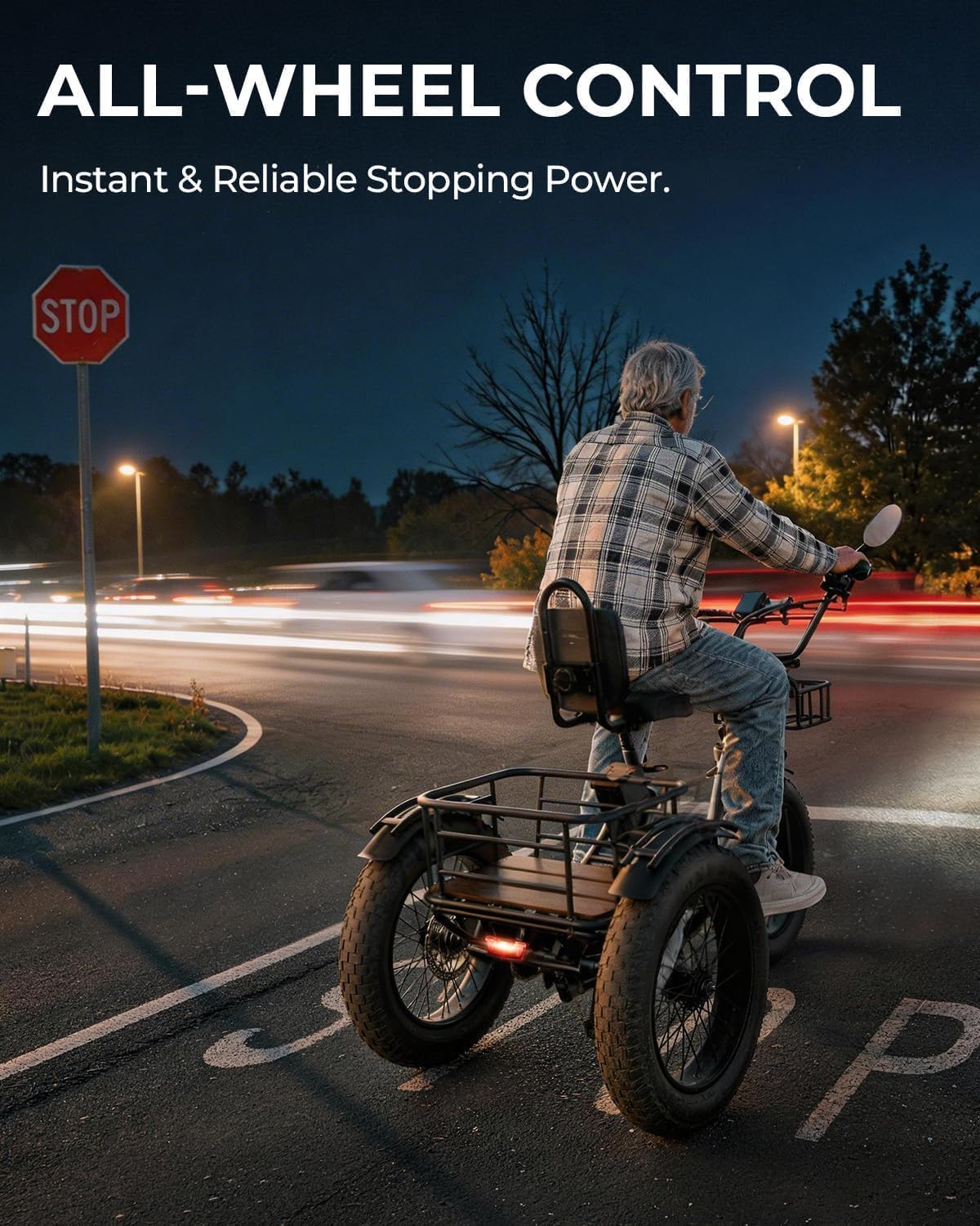 Skeri Electric Tricycle for Adults, 750W(Peak 1350W) Motor Etrike, 20'x4' Folding Fat Tire Electric Trike, 48V13Ah Battery, 3-Wheel Electric Bike, 20MPH, Front & Rear Basket & Differential