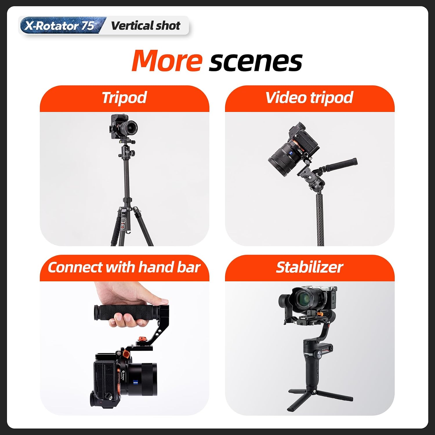 Fotopro 57inch Carbon Fiber Tripod Bundle with Rotatable Collar Tripod Lens Mount Rings